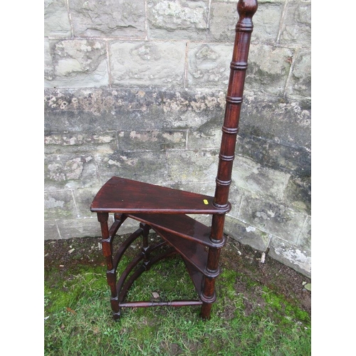 16 - A set of stained soft wood library steps, height 48ins