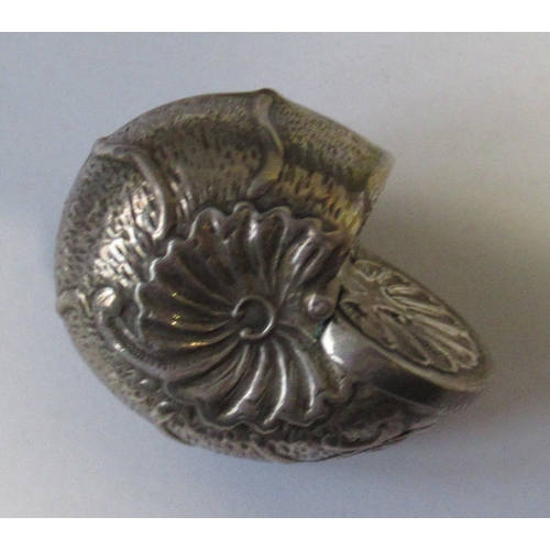 185 - A silver conch shell, with hinged cover, marked 925