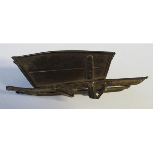 188 - W Avery & Son, Redditch, a gilt metal novelty sewing box, formed as a wheelbarrow