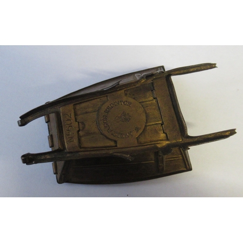 188 - W Avery & Son, Redditch, a gilt metal novelty sewing box, formed as a wheelbarrow