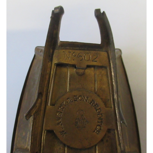 188 - W Avery & Son, Redditch, a gilt metal novelty sewing box, formed as a wheelbarrow