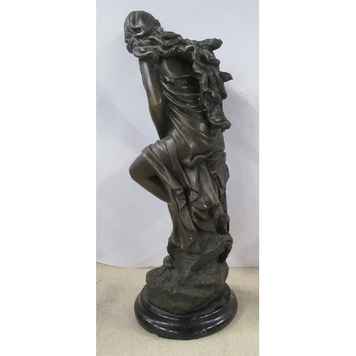 198 - A metal figure, of an Art Nouveau style female, height 12ins