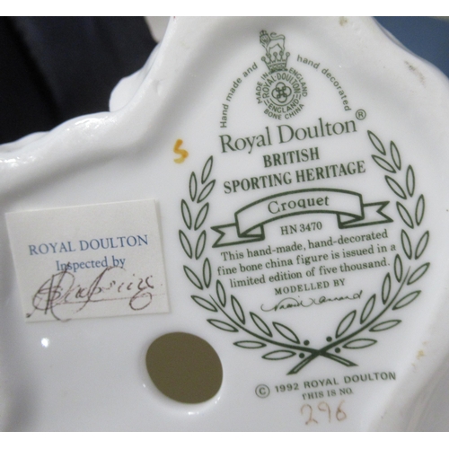 206 - Four Royal Doulton figures, from the British Sporting Heritage series, together with another Royal D... 