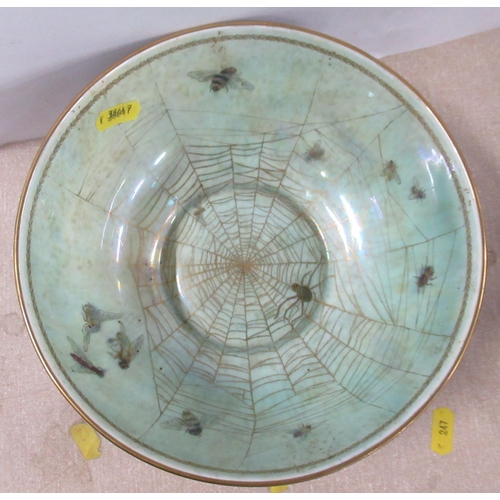 208 - A Wedgwood luster bowl, decorated with a spiders web and bees, diameter 8ins, together with a Wedgwo... 