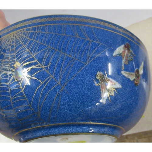 208 - A Wedgwood luster bowl, decorated with a spiders web and bees, diameter 8ins, together with a Wedgwo... 