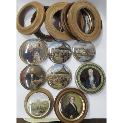 237 - A collection of 19th Century Pratt ware pot lids including, Obit of Wellington, Prince Albert, Lord ... 