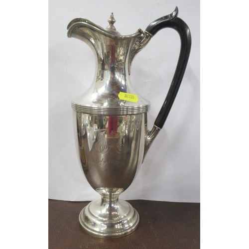 299 - A silver water jug, engraved with initials and date to both sides, London 1906, weight 21oz all in