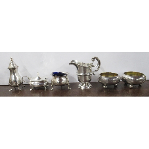 303 - A collection of silver, to include a small jug, a pair of Victorian open salts, etc, weight 8oz