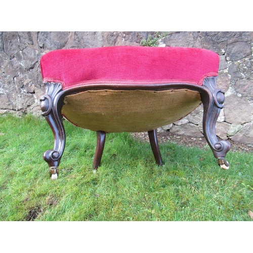 4 - A Victorian show wood easy chair together with a stool