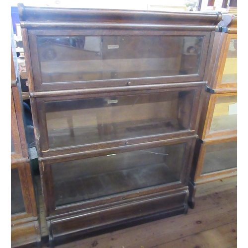 59 - A Globe-Wernicke Co Limited three section bookcase, with glazed hinged fronts, 34ins x 12ins, height... 