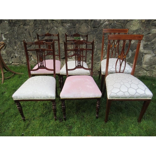 9 - A set of four Edwardian chairs with a pair of bar back Edwardian Chairs