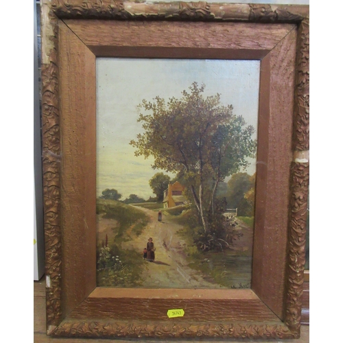 98 - Haywood, oil on canvas, rural scene, 14ins x 9ins, together with another oil on canvas (34755)