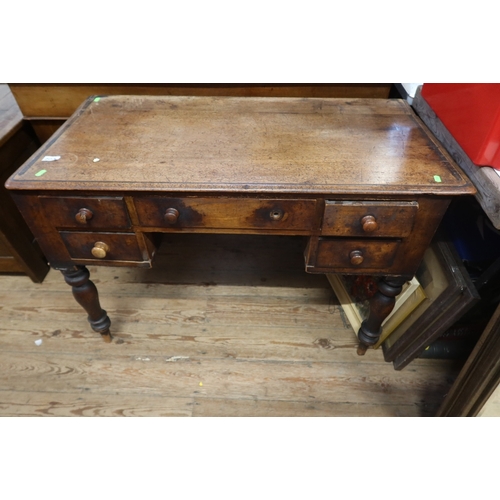 20A - A 19th century mahogany desk width 42ins together with a mid century set of shelves