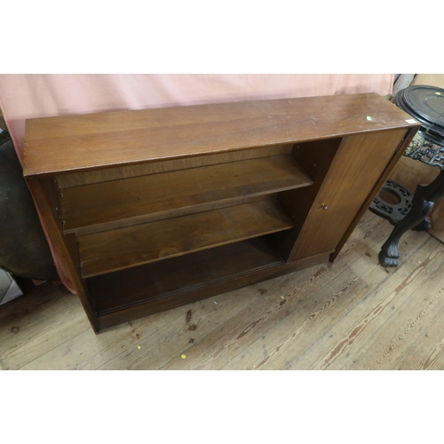 20A - A 19th century mahogany desk width 42ins together with a mid century set of shelves