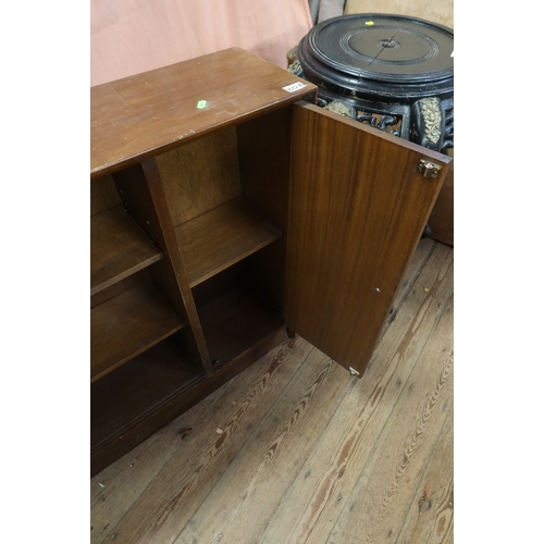 20A - A 19th century mahogany desk width 42ins together with a mid century set of shelves