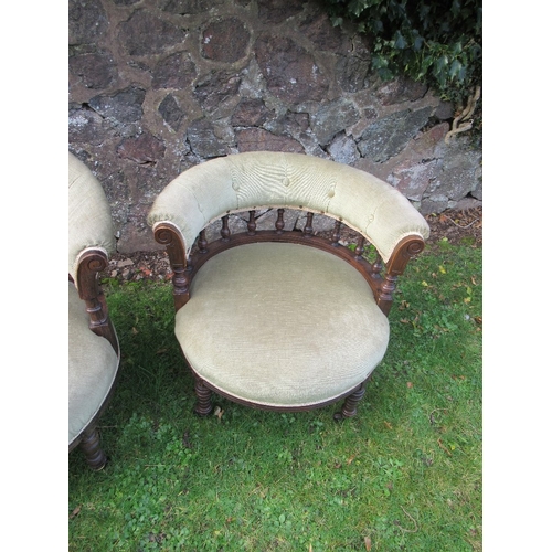 74A - Two similar Victorian tub chairs, with green upholstery