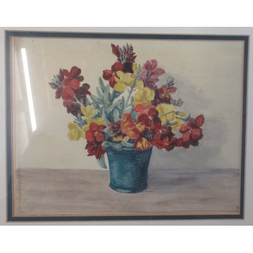 110 - An oil on canvas, still life of chrysanthemum in a vase, 24ins x 20ins, together with other oils and... 