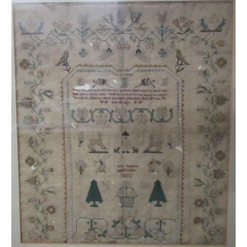 113 - A 19th century tapestry sampler, Alice Robinson Aged 11 years 1832, 17ins x 14.5ins