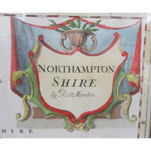 119 - A Robert Mordan map of Northamptonshire, 15ins x 16.5ins, together with another map