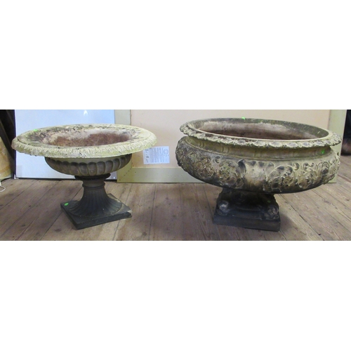 12 - Two Classical style garden planters, height 17ins, diameter 26ins, height 15ins, diameter 23ins