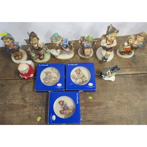 129 - Six Geobels models, of children, together with a Geobels bird, a monk and three dishes