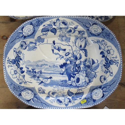 172 - A 19th century blue and white meat platter, marked India Vase Opaque China, together with another me... 