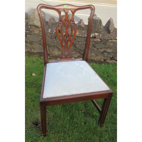 27 - A set of 12 (10+2) mahogany dining chairs, with pierced vase splat backs and drop in seats