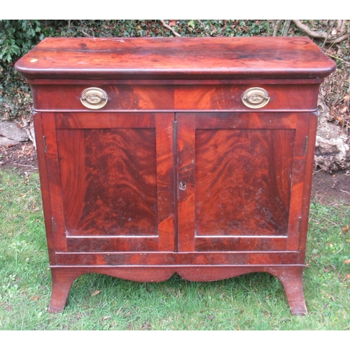 32 - A 19th century mahogany cabinet, fitted with a frieze drawer over a pair of cupboard doors, 36ins x ... 