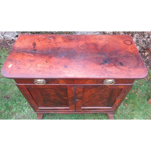 32 - A 19th century mahogany cabinet, fitted with a frieze drawer over a pair of cupboard doors, 36ins x ... 