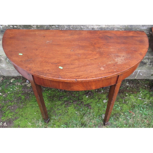 36 - A pair of 19th century mahogany D end tables, 48ins x 24ins, height 28.5ins