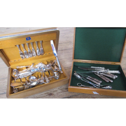 369 - A collection of silver plated Kings pattern cutlery, and salad servers