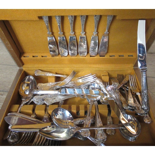 369 - A collection of silver plated Kings pattern cutlery, and salad servers