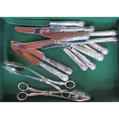 369 - A collection of silver plated Kings pattern cutlery, and salad servers