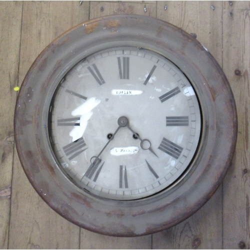 379 - An oak cased circular wall clock, the glass inscribed Boilin