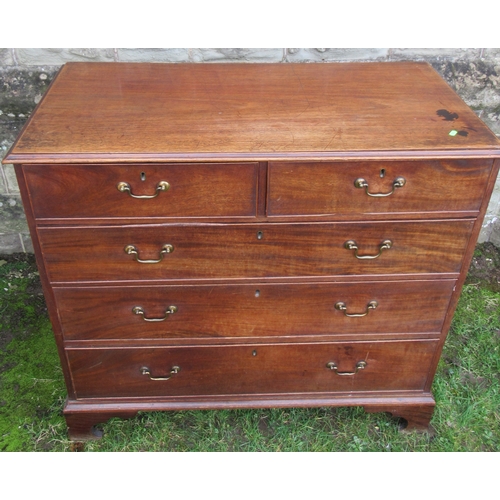 57 - A 19th century mahogany chest, of two short over three long drawers, 43ins x 21ins, height 40ins