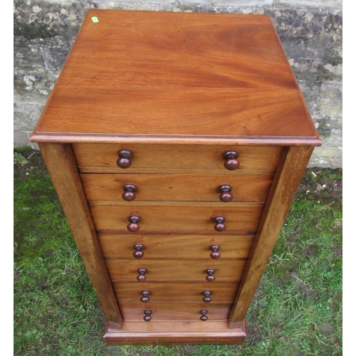 66 - A 19th century mahogany wellington chest, 18.5ins x 18ins, height 42.5ins