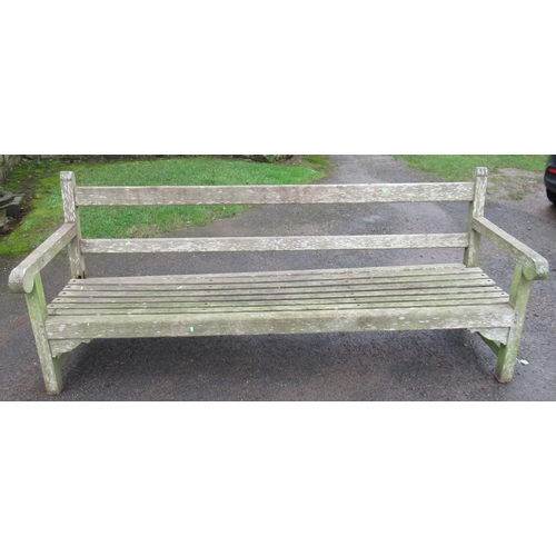 77 - A garden bench, with metal frame, length 48ins, together with a wooden garden bench, af, length 84in... 