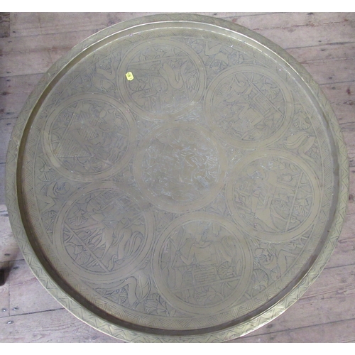 80 - A brass topped binaries table, diameter 22.5ins, height 22.5ins