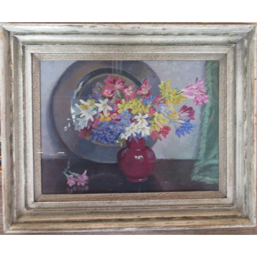 92 - Anna Werr?, oil on canvas, still life, 11.5ins x 15ins, together with a collection of prints, to inc... 