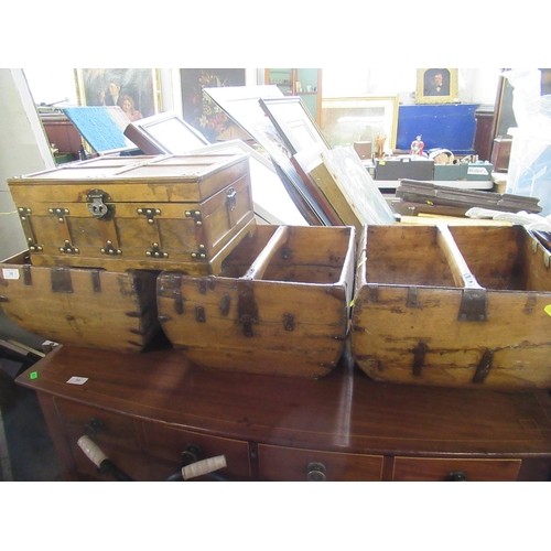 56 - Three Scandinavian style trugs together with a box