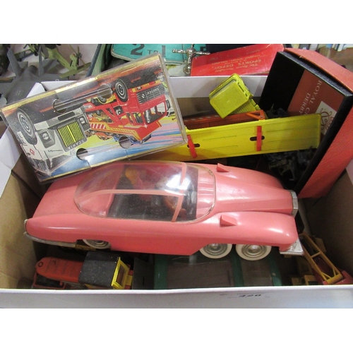 426 - A box of toys including Lady Penelope and a vintage horse game