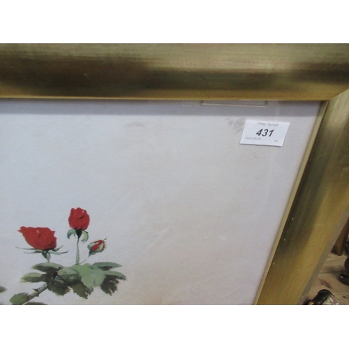 431 - A large print of roses, 35ins x 42ins