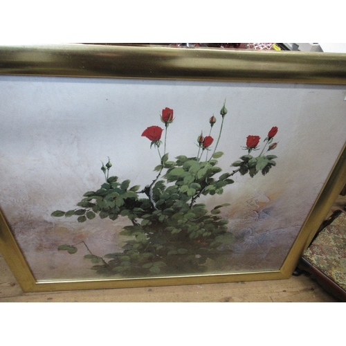 431 - A large print of roses, 35ins x 42ins