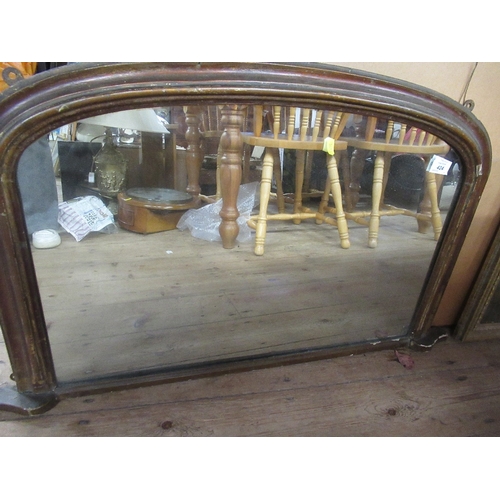 424 - A D shaped over mantel mirror, with gilded frame, 23ins x 36ins