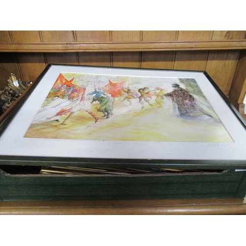 434 - Two boxes of assorted prints, tapestry's and mirrors