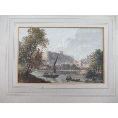 109 - A 19th century watercolour, in the manner of Sandby, a viewing of Shrewsbury, 3.5ins x 5.75