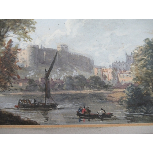 109 - A 19th century watercolour, in the manner of Sandby, a viewing of Shrewsbury, 3.5ins x 5.75