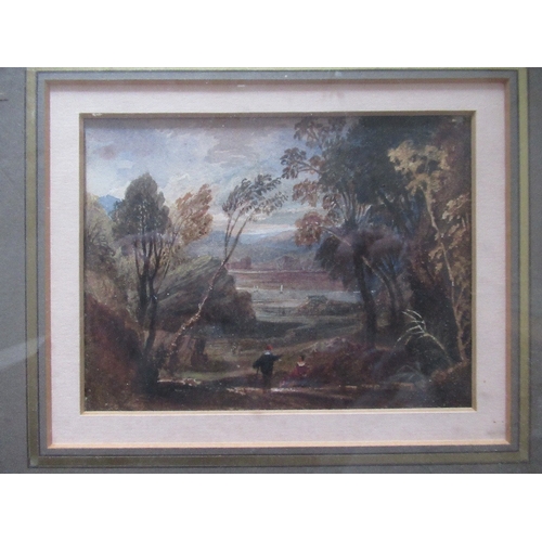 111 - A 19th century watercolour, in the manner of Maitland landscape, trees and figures, 4.75ins x 6ins