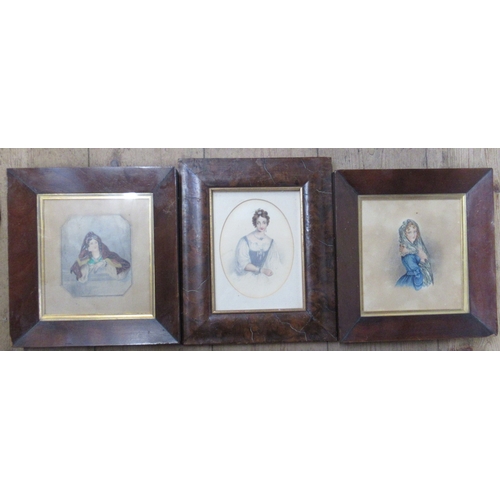 114 - Three 19th century watercolour, portraits of woman