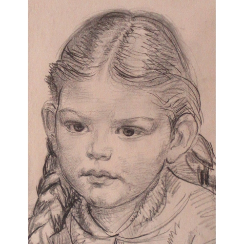 117 - Dame Laura Knight, charcoal, portrait of a girl Ruth Levitt, 1957, 19ins x 12.5ins (D)